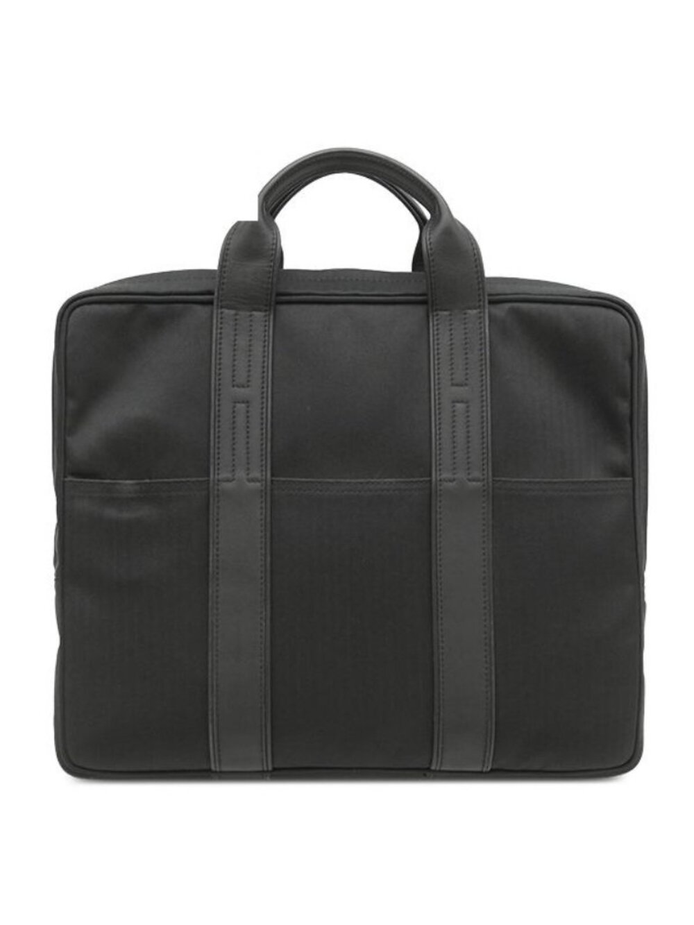Hermes Business Bag Acapulco Odinatur Toile Chevron Leather Black Silver 2-Way